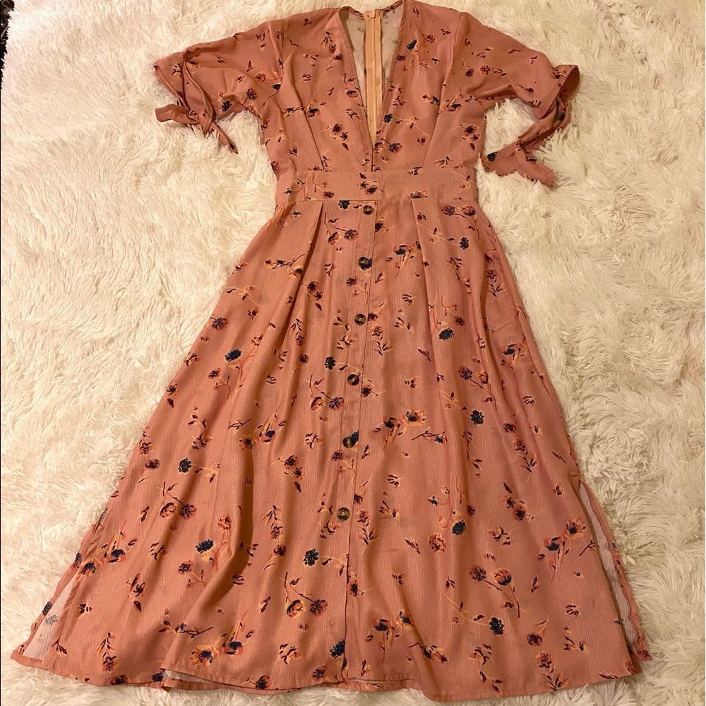 Beautiful Coral Midi Dress!